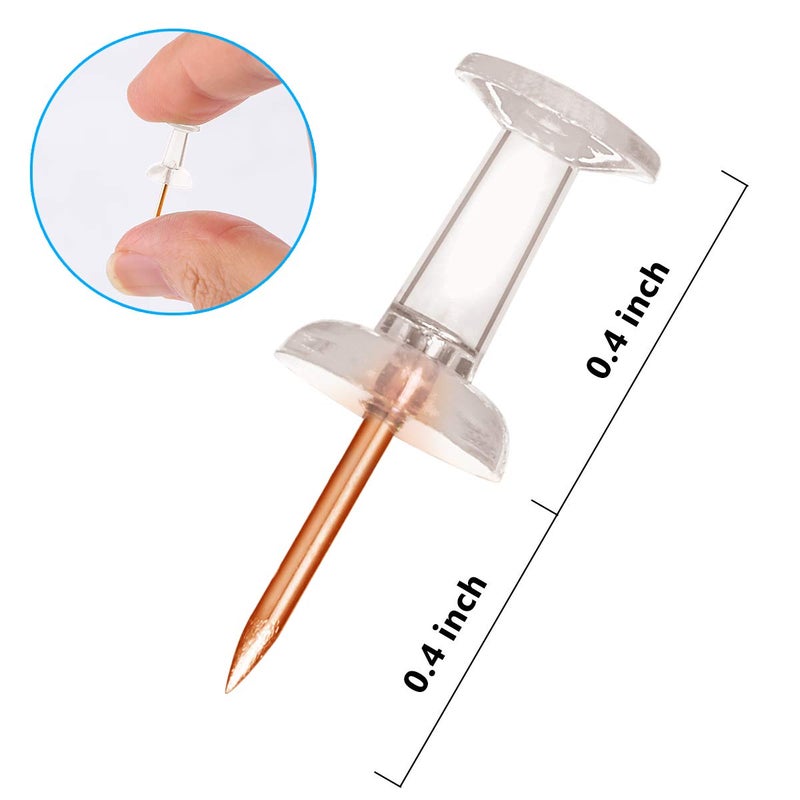 Yalis Push Pins 600 Count, Standard Rose Gold Pins Clear Thumb Tacks Steel Point and Clear Plastic Head (Rose Gold) - Image 2